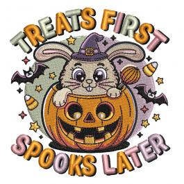 Treat First Halloween Embroidery Design | Cre8iveSkill