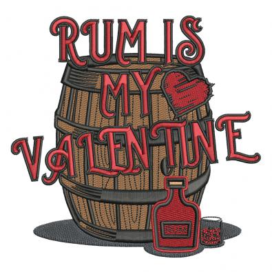 Embroidery Design: Rum Is My Valentine