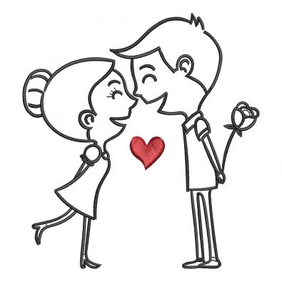 Embroidery Design: Line Art Couple Love 3