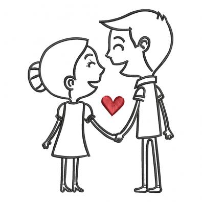 Embroidery Design: Line Art Couple Love