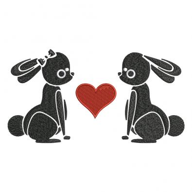 Embroidery Design: Bunny In Love