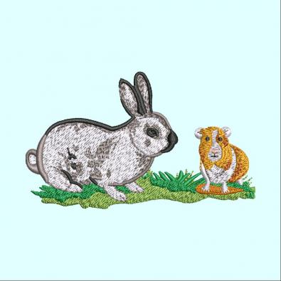 Hare And Bunny Embroidery Design