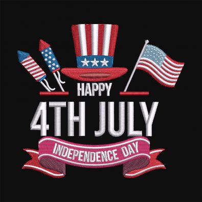 Happy 4th Of July Independence Day Embroidery design