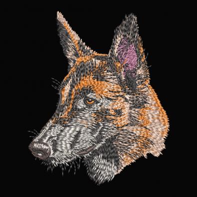 German Shepherd Embroidery Face