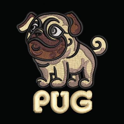 Cute Pug Embroidery Design