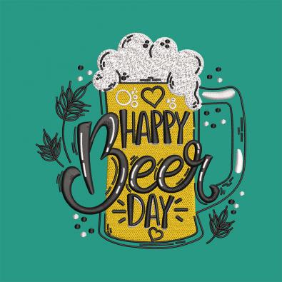 Beer Day Embroidery Design-Cre8iveskill