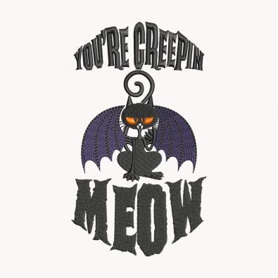 Halloween Creepy Meow Embroidery Design | Cre8iveSkill