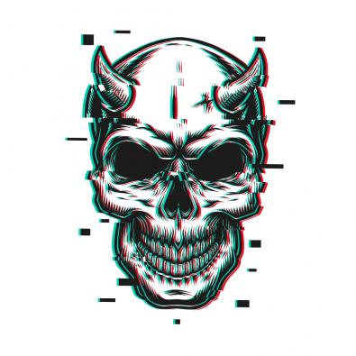 Glitch Skull Face Vector Art Design-Cre8iveSkill