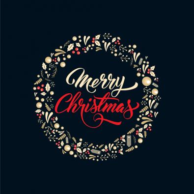 Merry Christmas Floral Wreath Vector Graphics - Cre8iveSkill