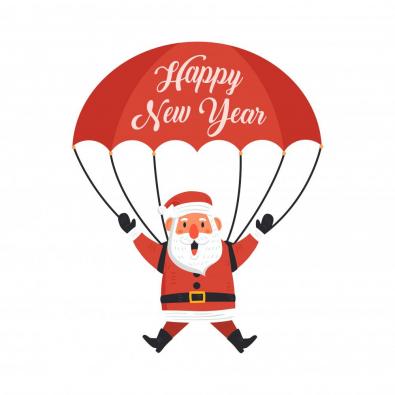Happy New Year Flying Santa Claus Vector Design-Cre8iveSkill