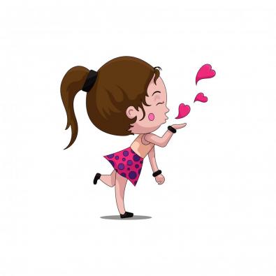 Girl Flying Kiss Vector Graphic Design