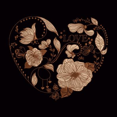 Floral Love Heart Embroidery Design