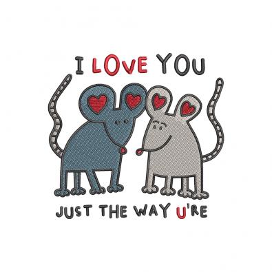 Cute Mouse Couple Valentine Machine Embroidery Design