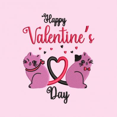 Valentine Cat Heart Digitized Embroidery Design | Cre8iveSkill