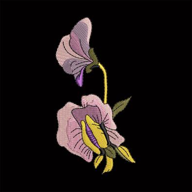 Columbine Flower Digitized Embroidery Design