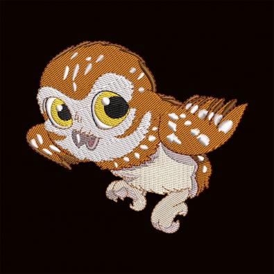 Flying Baby Owl Digitized Embroidery Design