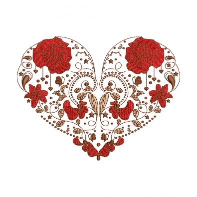 Beautiful Floral Heart Embroidery Design | Cre8iveSkill