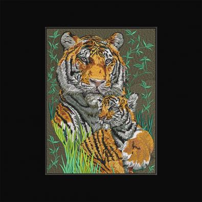 Tiger with Cubs Digitized Embroidery Design | Cre8iveSkill