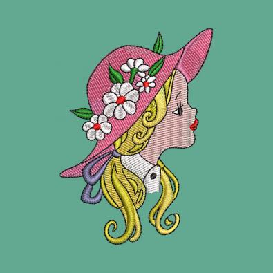 Girl With Hat Embroidery Design | Cre8iveSkill