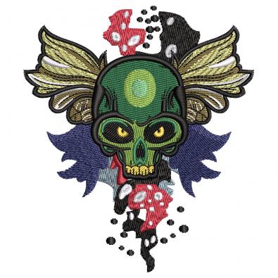 Flying Skull Machine Embroidery Design | Cre8iveSkill