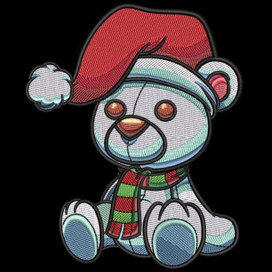Teddy With Christmas Hat Embroidery Design | Cre8iveSkill