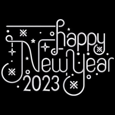 Happy New Year Calligraphy Embroidery Design