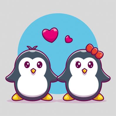 Cute Penguin Couple Vector Graphic Design | Cre8iveSkill