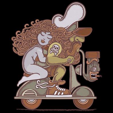 Couple Riding Scooter Embroidery Design | Cre8iveSkill