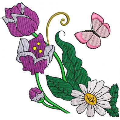 Quality Flower  With Butterfly Embroidery Design | Cre8iveSkill