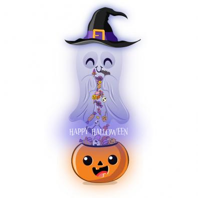 High Quality Cute Ghost With Candy Vector Graphic Design | Cre8iveSkill