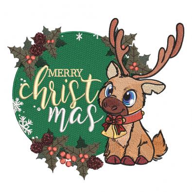 Merry Christmas Reindeer Embroidery Design | Cre8iveSkill