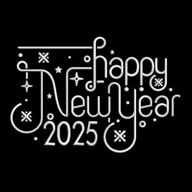 Happy New Year Calligraphy Embroidery Design