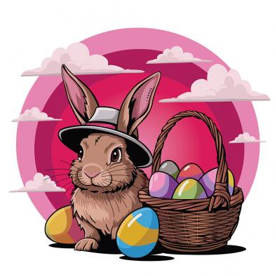 Bunny With Easter Egg Basket Vector Design By Cre8iveskill