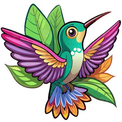 Colorful Hummingbird Vector Artwork - cRE8IVESKILL