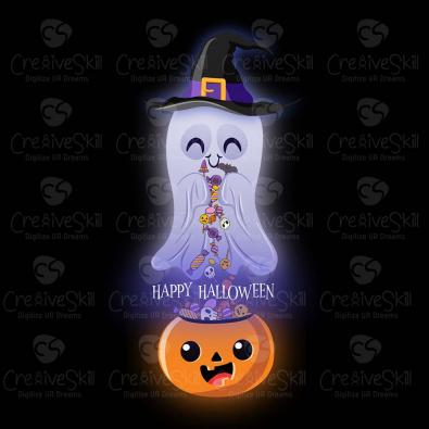 High Quality Cute Ghost With Candy Vector Graphic Design | Cre8iveSkill