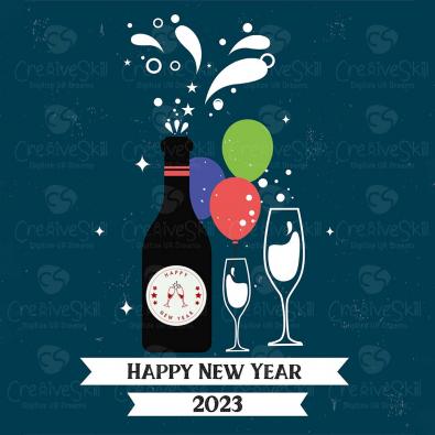 Happy New Year Celebration 2023 Vector Graphic | Cre8iveSkill