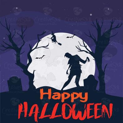 Spooky Happy Halloween Vector Art Design | Cre8iveSkill