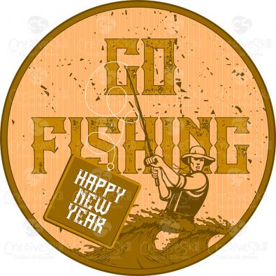 Go Fishing Vector Graphics Happy New Year Design-Cre8iveSkill