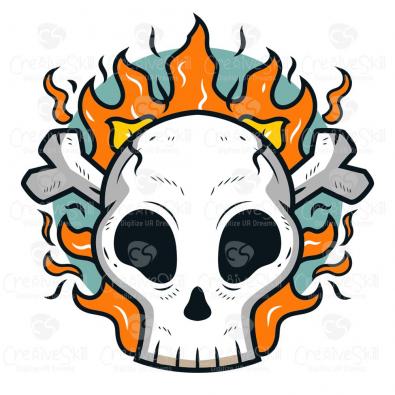 Skull In Fire | Vector Graphics | Cre8iveSkill