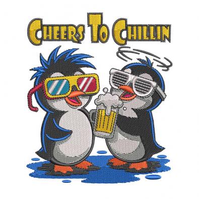 Chillin Cheers Penguins Embroidery Design By Cre8iveskill