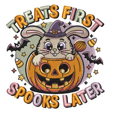 Treat First Halloween Embroidery Design | Cre8iveSkill