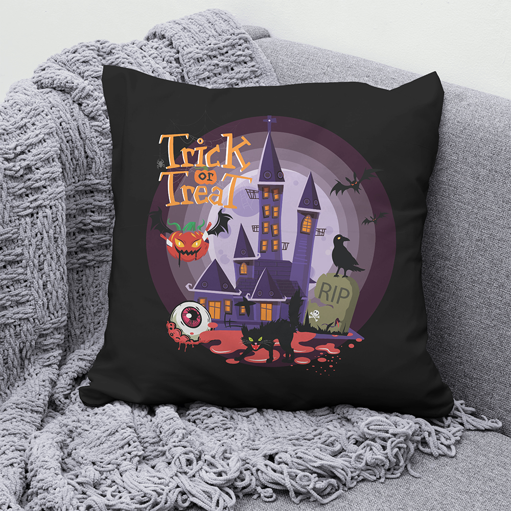 Haunted House Sublimation Pillow Design Graphic by Templates by Pauline ·  Creative Fabrica