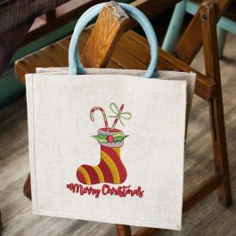 Digitized Christmas Socks Bag Mockup