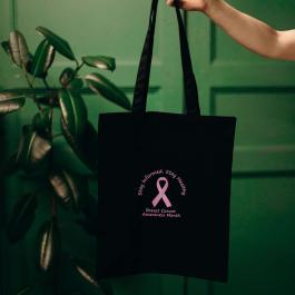 Breast Cancer - Pink Ribbon Vector Art tote bag mock up