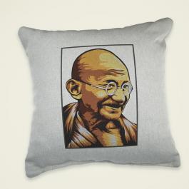Gandhi Portrait Embroidery Design Cushion