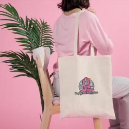 Breast Cancer Awareness Embroidery Design tote bag