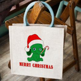 Elephant Santa vector tote bag mockup