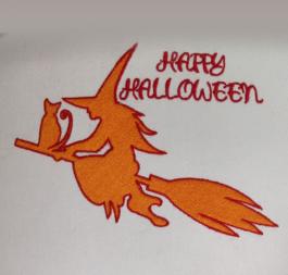 Happy Halloween Witch Embroidery Design
