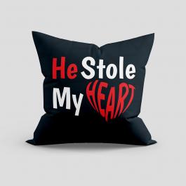 He Stole My Heart Vector Graphics Cushion