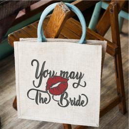 Embroidery Design: You May The Bride Tote Bag Mock Up